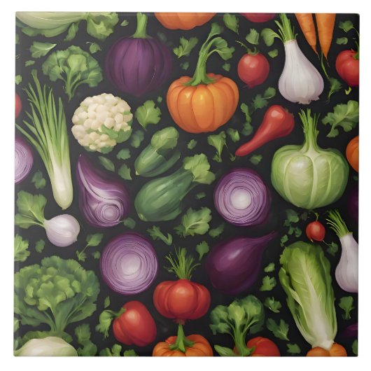 Carreau Végétaux à la mode et heureux Collection d'aliment (Devant)