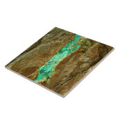 Carreau Veine naturelle de turquoise dans la pierre brune (Côté)