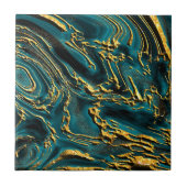 Carreau Veines d'or en tuiles Turquoises (Devant)