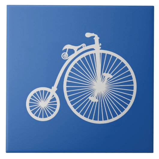Carreau Vélo blanc vintage sur bleu (Devant)