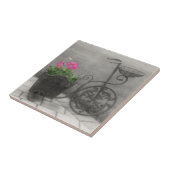 Carreau Vélo Et Fleurs Anciens En Noir Et Blanc (Côté)