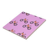 Carreau Vélos motif sur rose (Côté)