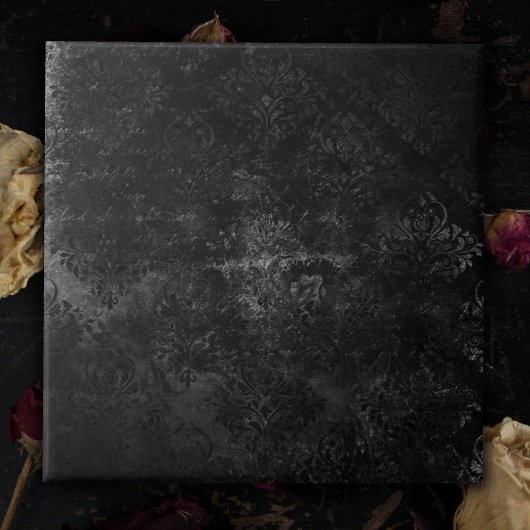 Carreau Velvety Onyx Damask | Black Vampy Grunge Baroque