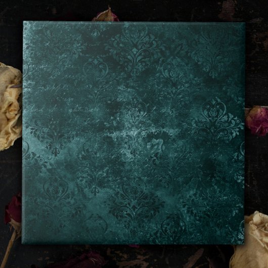 Carreau Velvety Turquoise Damask | Grunge vert foncé Baroq