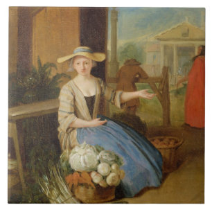 Carreau Vendeur végétal, jardin de Covent, c.1726 (huile