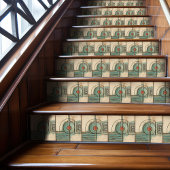 Carreau Ventilateur Art déco et cercle Tan Rusty Turquoise