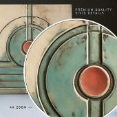 Carreau Ventilateur Art déco et cercle Tan Rusty Turquoise