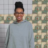 Carreau Ventilateur Art déco et cercle Tan Rusty Turquoise