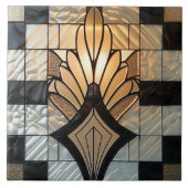 Carreau Ventilateur floral noir noir Art déco (Devant)