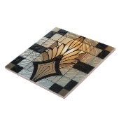 Carreau Ventilateur floral noir noir Art déco (Côté)