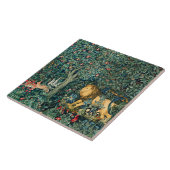 Carreau VERDURE, ANIMAUX FORESTIERS Lion et lièvres (Côté)