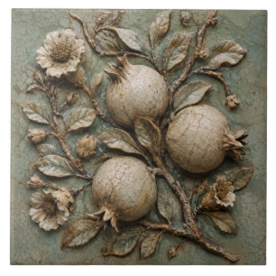 Carreau Verger de Grenades Rustique Faux Relief