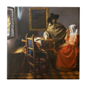 Carreau Vermeer le verre de la tuile de vin