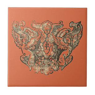 Carreau Vermillion - Angels - Coat of Arms Emblem baroque