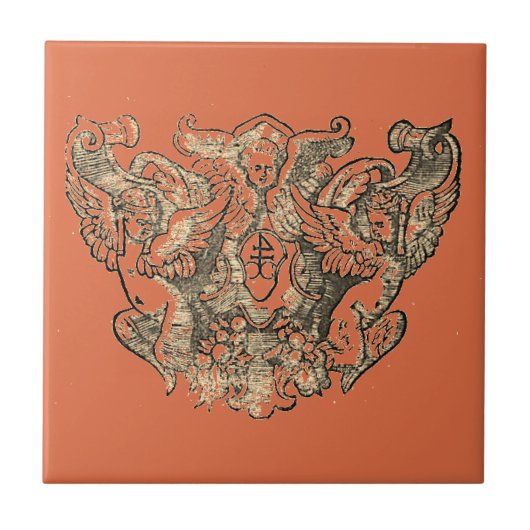 Carreau Vermillion - Angels - Coat of Arms Emblem baroque (Devant)