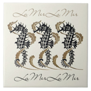 Carreau Verneuil Art Nouveau Seahorse Trivet Art Tile
