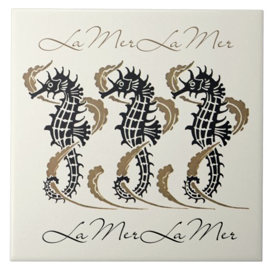 Carreau Verneuil Art Nouveau Seahorse Trivet Art Tile (Devant)