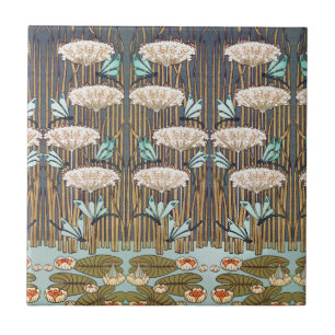 Carreau Verneuil Dragonfly Water Lily Art Nouveau : Vintag