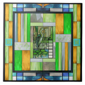 Carreau Verre coloré de Héron Bleu (Devant)