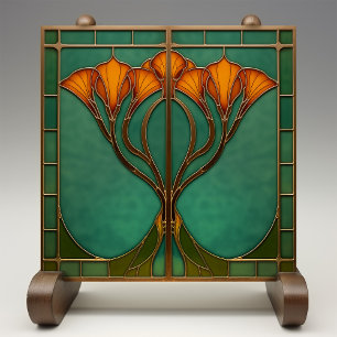 Carreau Verre en fleur enchâssé