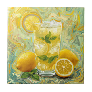 Carreau Verre frais de limonade et citrons Art abstrait
