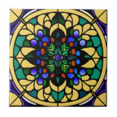 Carreau Verre Jaune Coloré Art Déco Oeuvre (Devant)