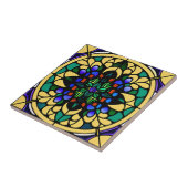 Carreau Verre Jaune Coloré Art Déco Oeuvre (Côté)