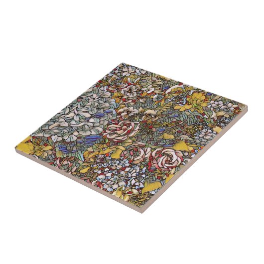 Carreau Verre verni Botanique Floral (Côté)