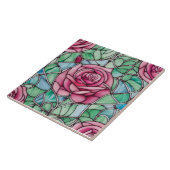 Carreau Verre verni orange Style Rose Floral (Côté)