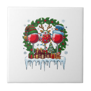 Carreau Verres à vin rouge de Noël Couronne de houx Bonhom