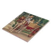 Carreau vers 1910 enfants et charrue à cheval (Côté)