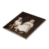 Carreau vers 1910 pitbull et bébé (Côté)