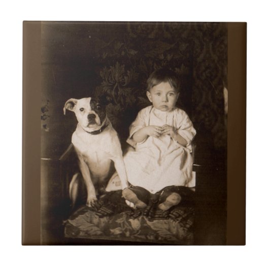 Carreau vers 1910 pitbull et bébé RPPC (Devant)