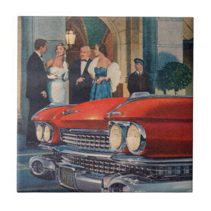 Carreau vers 1960 calandre cadillac rouge