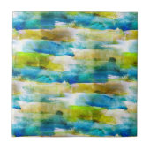 Carreau Vert abstrait d'aquarelle, bleu (Devant)