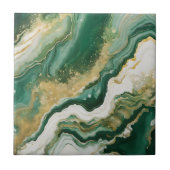Carreau Vert émeraude et marbre doré Agate Abstrait (Devant)