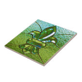 Carreau Vert en verre souillé de Fleur De Lis (Côté)