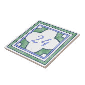 Carreau Vert et grand numéro de maison bleu-clair (Côté)