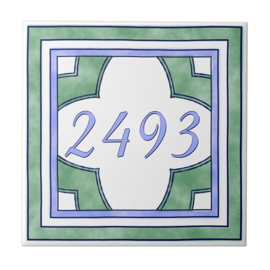 Carreau Vert et petit numéro de maison bleu-clair (Devant)