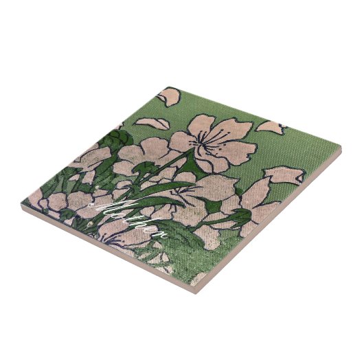 Carreau Vert Fleur de Pêcher (Côté)