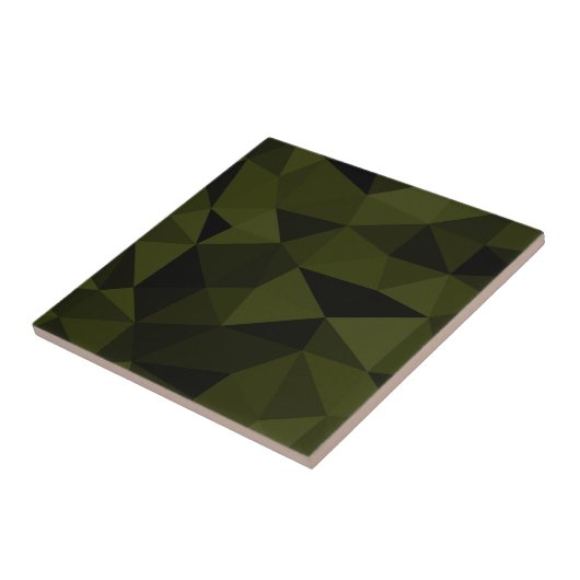 Carreau Vert foncé de l'armée noir motif de maille géométr (Côté)