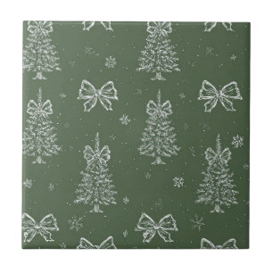Carreau Vert forêt Motif hivernal vintage Evergreen