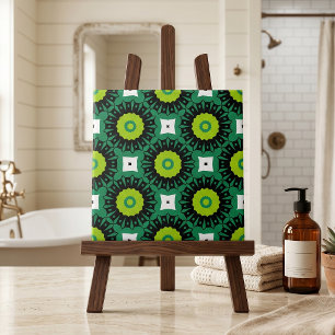 Carreau Vert lime noir et blanc mosaïque motif géométrique