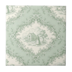 Carreau Vert menthe toile florale de style campagnard fran