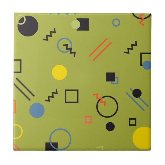 Carreau Vert, moderne, cool, tendance, urbain, Memphis mot (Devant)