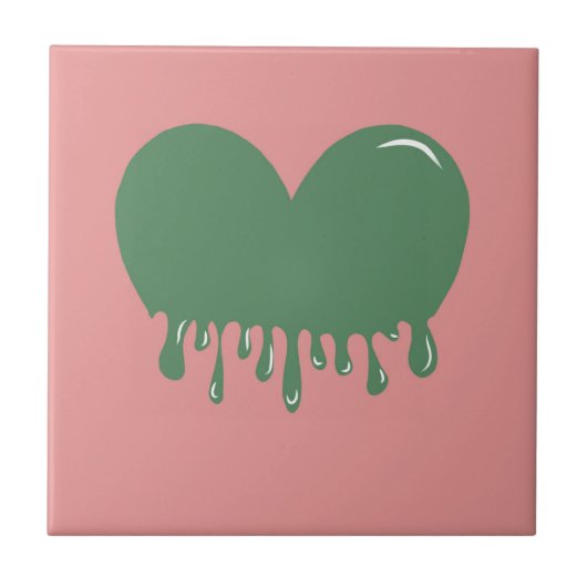 Carreau Vert moderne Rose Liquide coeur goutte y2k chic (Devant)