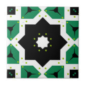 Carreau Vert noir blanc Mosaïque marocaine géométrique (Devant)