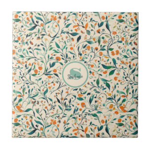 Carreau Vert Orange de Vigne Botanique Printanier Sourd