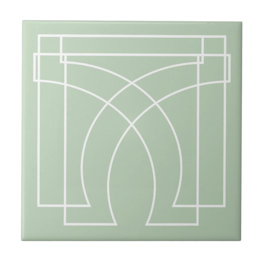 Carreau Vert Sauge Géométrique Moderne (Devant)