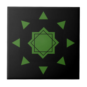 Carreau Vert sur noir marocain mosaïque pentagons géométri